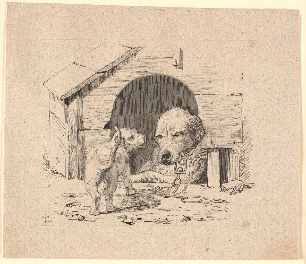 Valpen. Illustrasjon til Kaalunds "Fabler for barn". Se kommentar fra arkkatalog. av Johan Thomas Lundbye