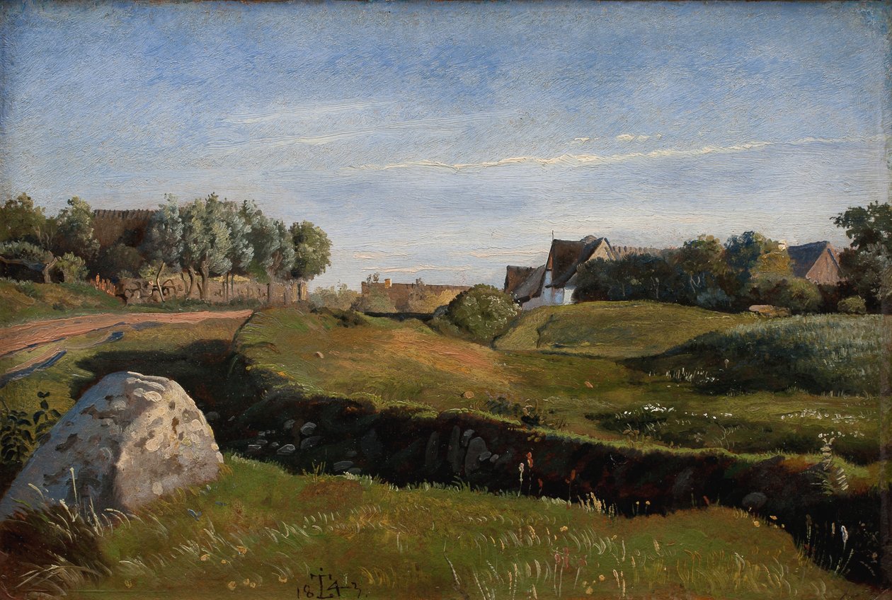 Landskap nær Vejby sett fra nord. Ettermiddagslys av Johan Thomas Lundbye