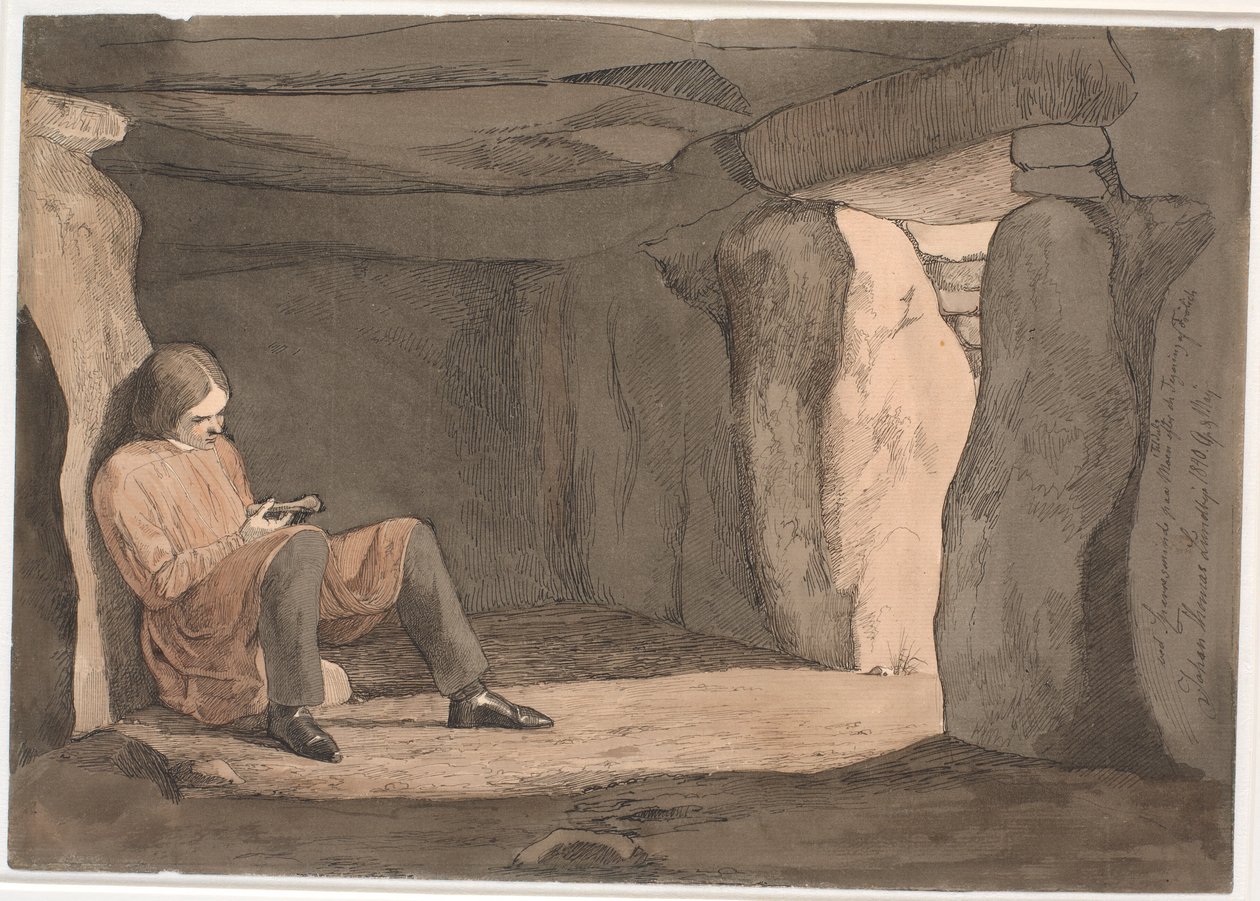 Lorents Frölich sitter i en passasjegrav av Johan Thomas Lundbye