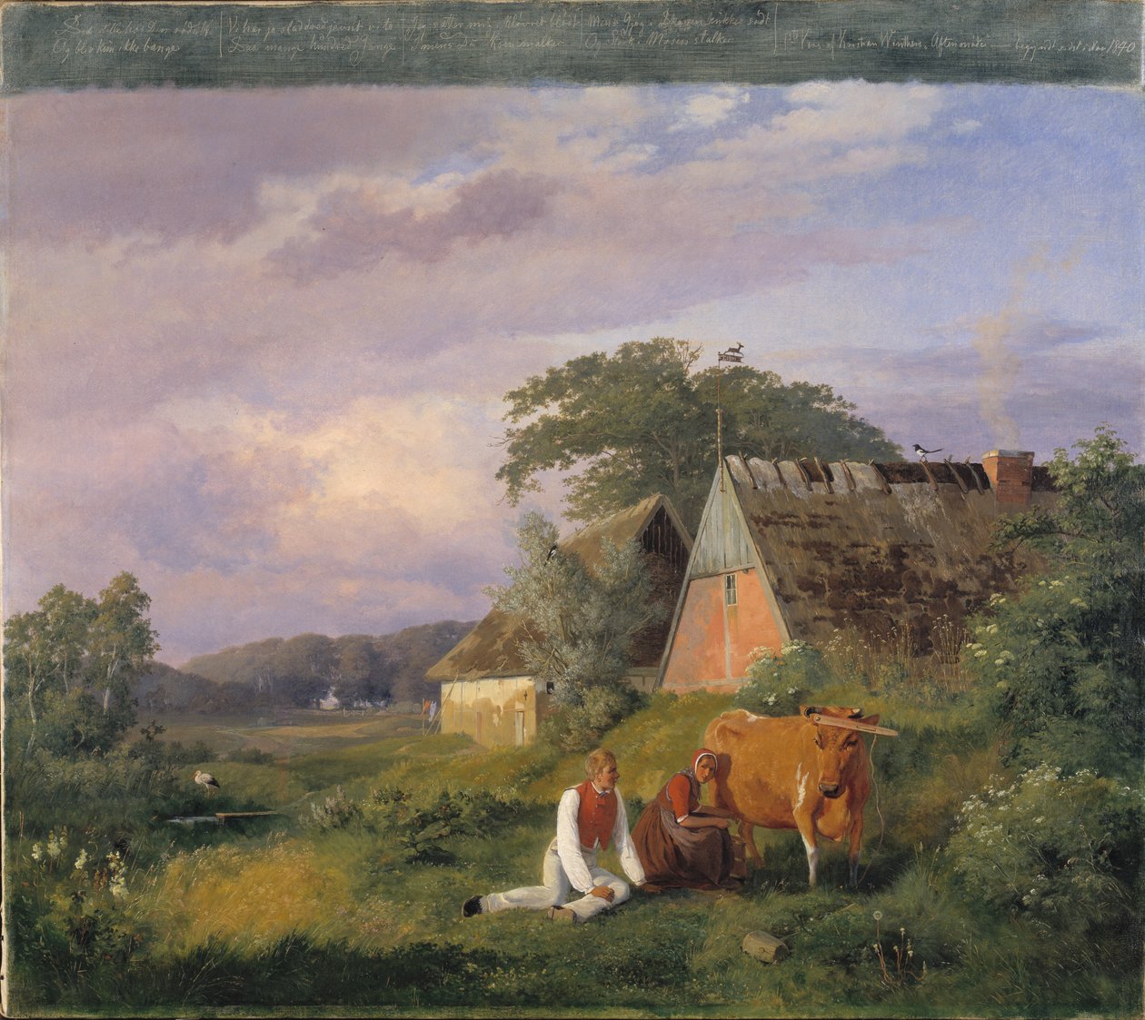 Melkescene. Illustrerer et dikt av Christian Winther av Johan Thomas Lundbye