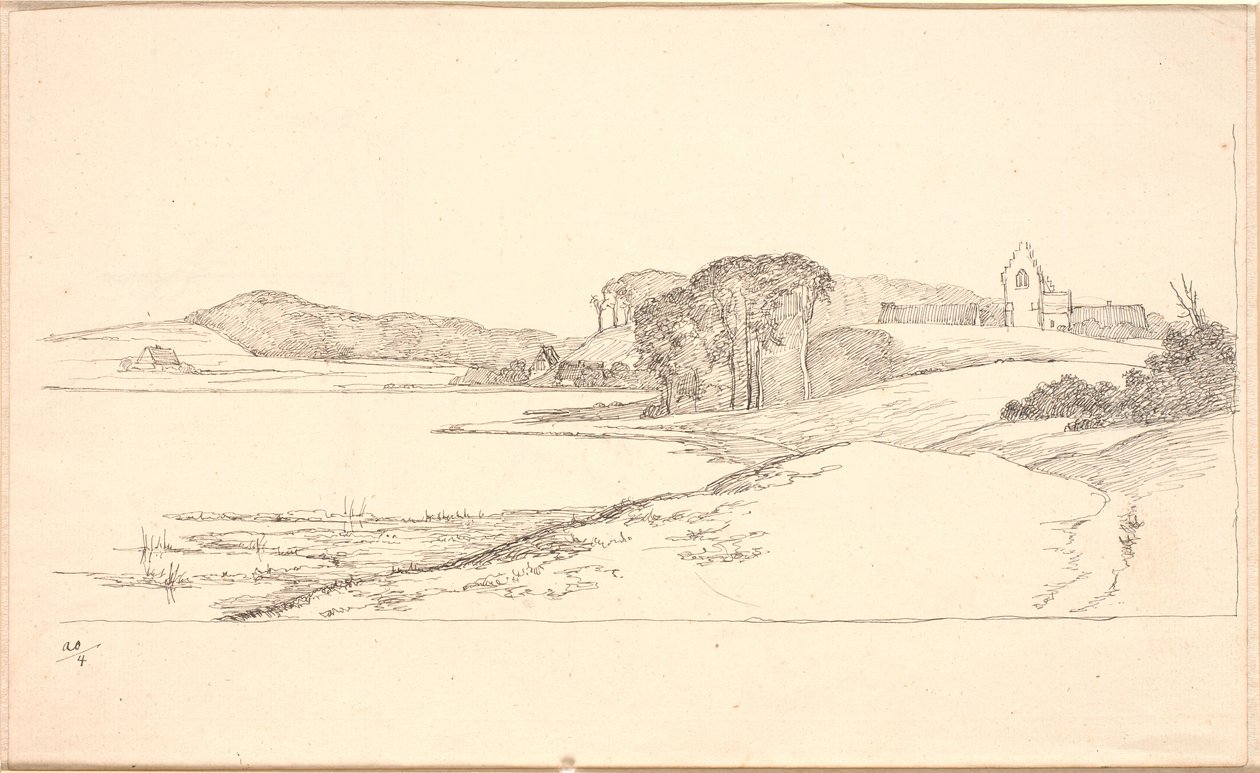Lott ved Søllerød Sø, t.h. kirken av Johan Thomas Lundbye