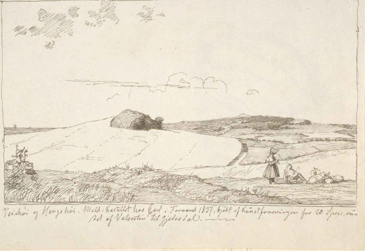 Sjælland landskap. I bakgrunnen Vejrhøj, limt inn f.n. side 6 av Johan Thomas Lundbye