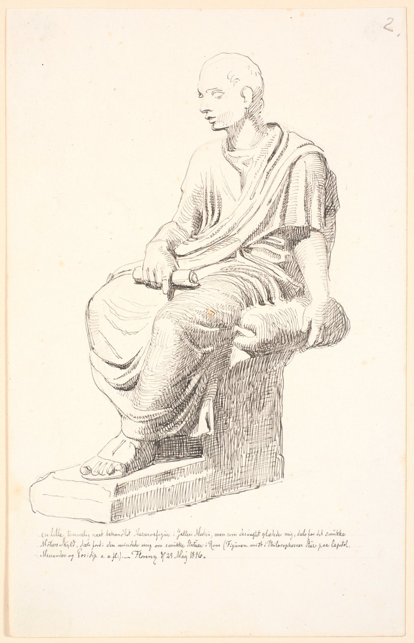 Studer etter en figur av en sittende mann av Johan Thomas Lundbye