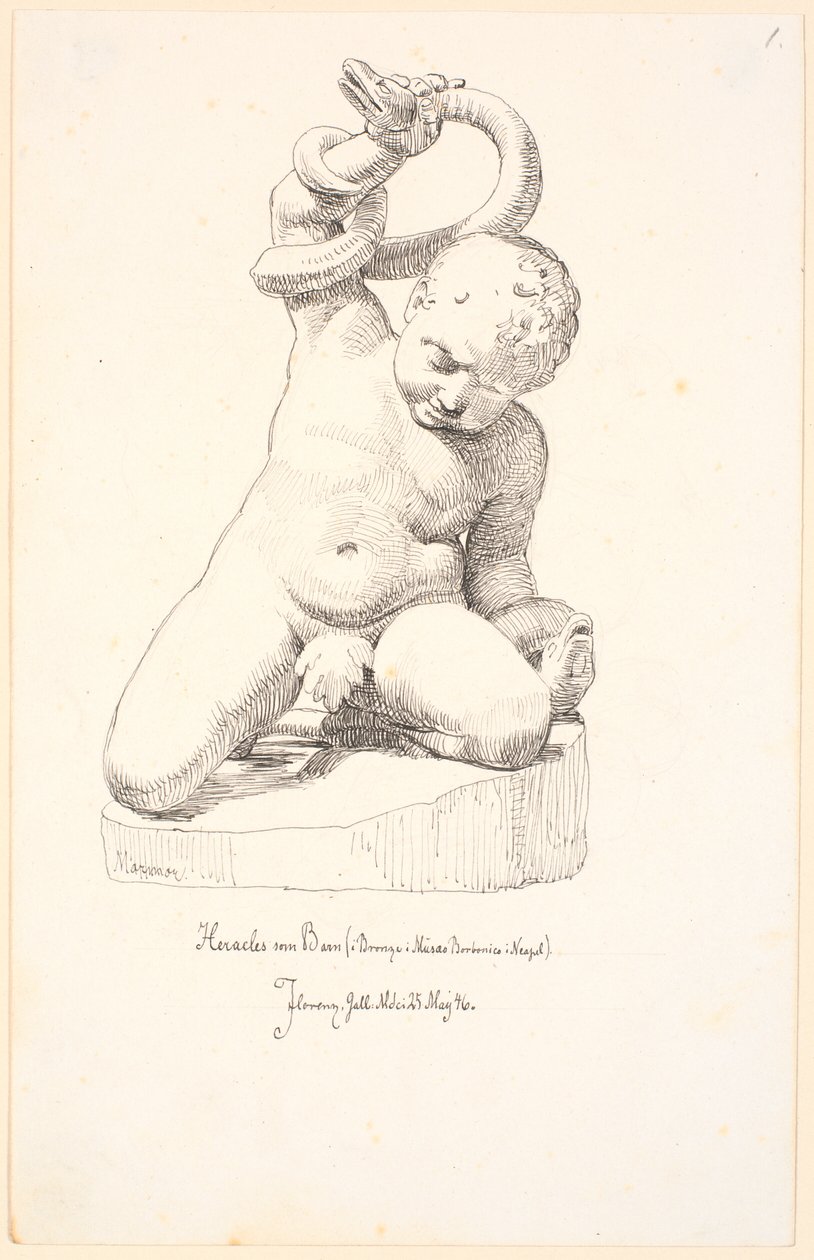 Studier for en figur av en gutt med en slange av Johan Thomas Lundbye