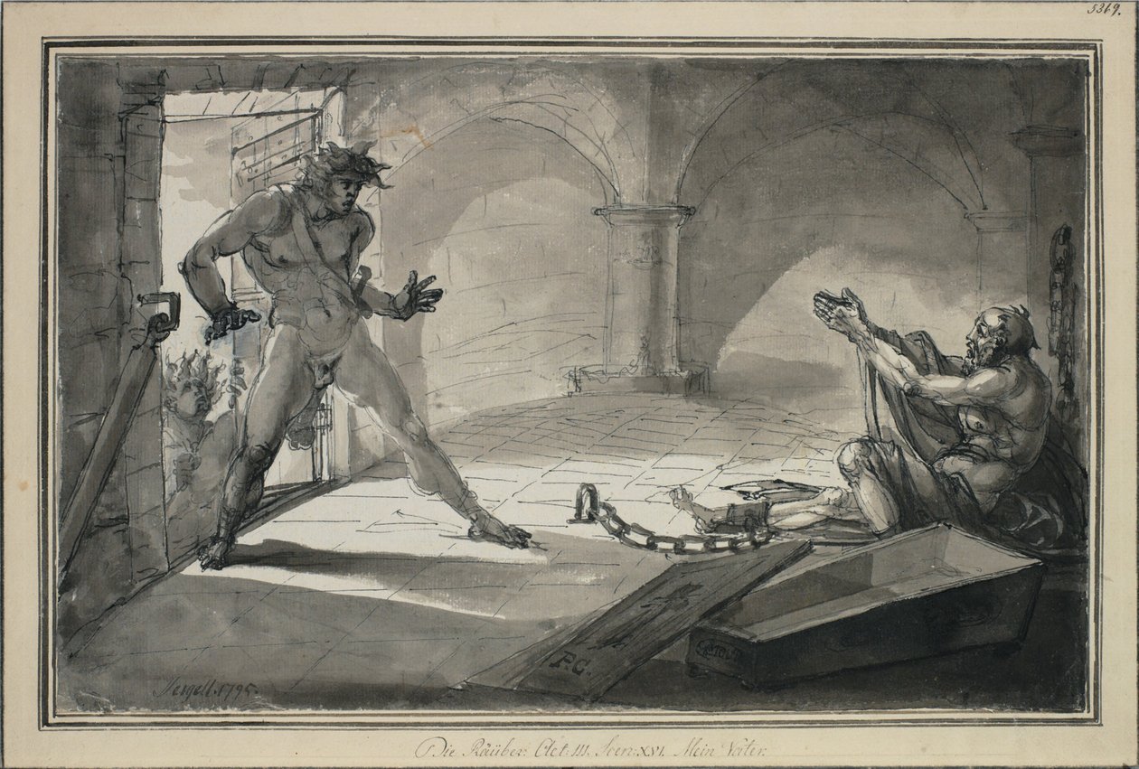 Røverne, akt III, scene XVI. Min far av Johan Tobias Sergel