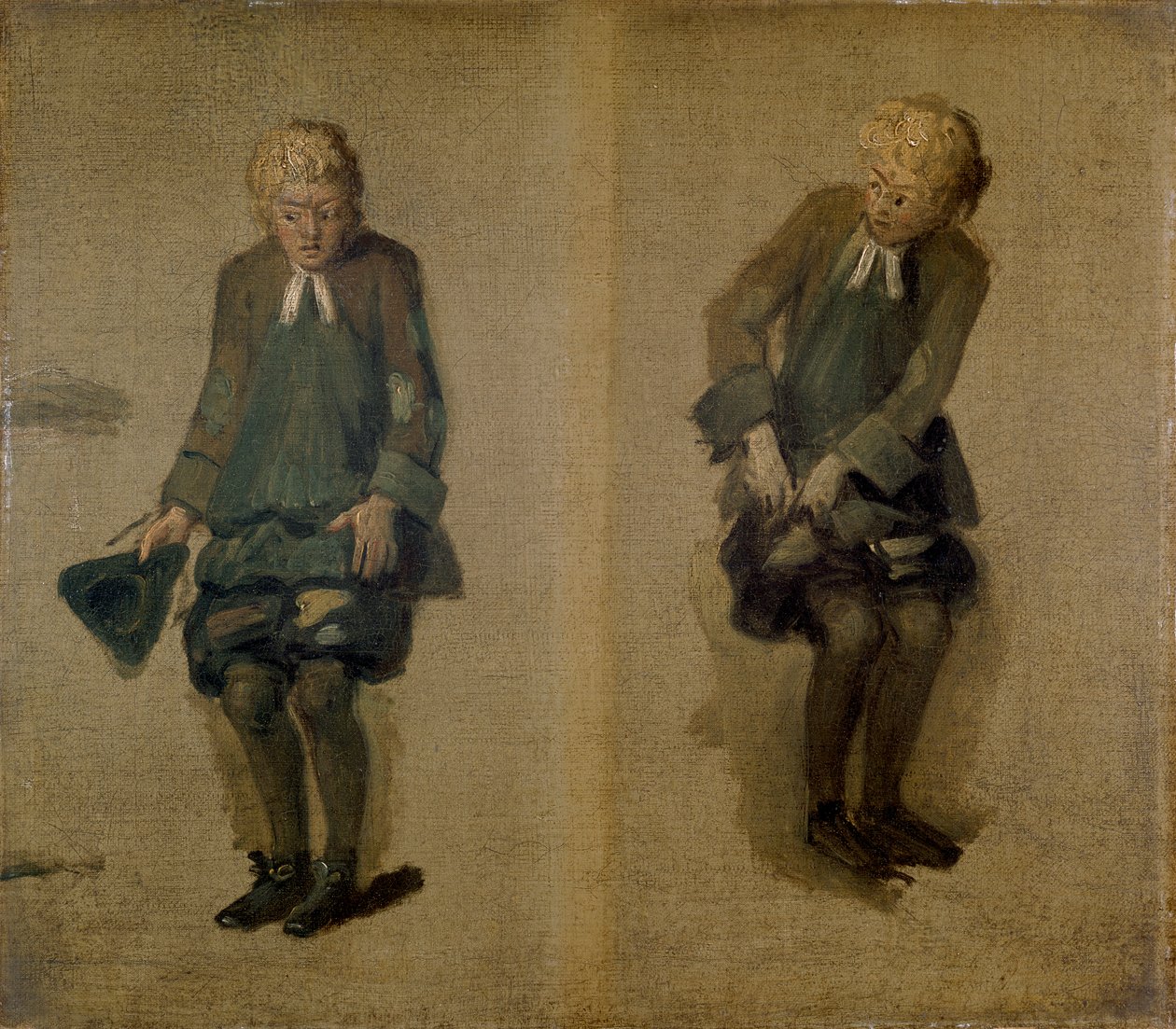 To skisser av David Garrick som Abel Drugger i 'The Alchymist', 1700-tallet av Johan Zoffany