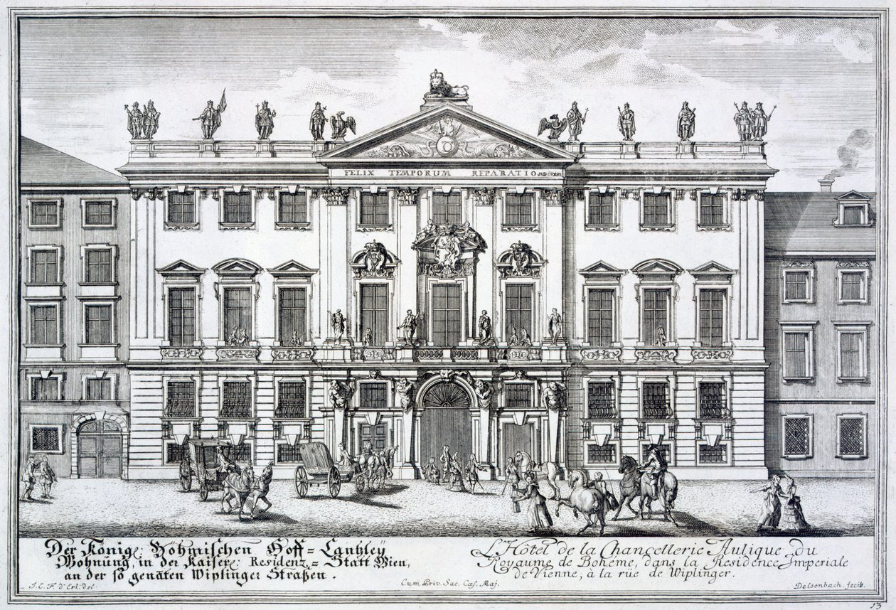 Kanselliet i kongeriket Böhmen, en del av den keiserlige residensen i Wiplinger Street, Wien, ca. 1719 av Johann Bernhard Fischer von Erlach