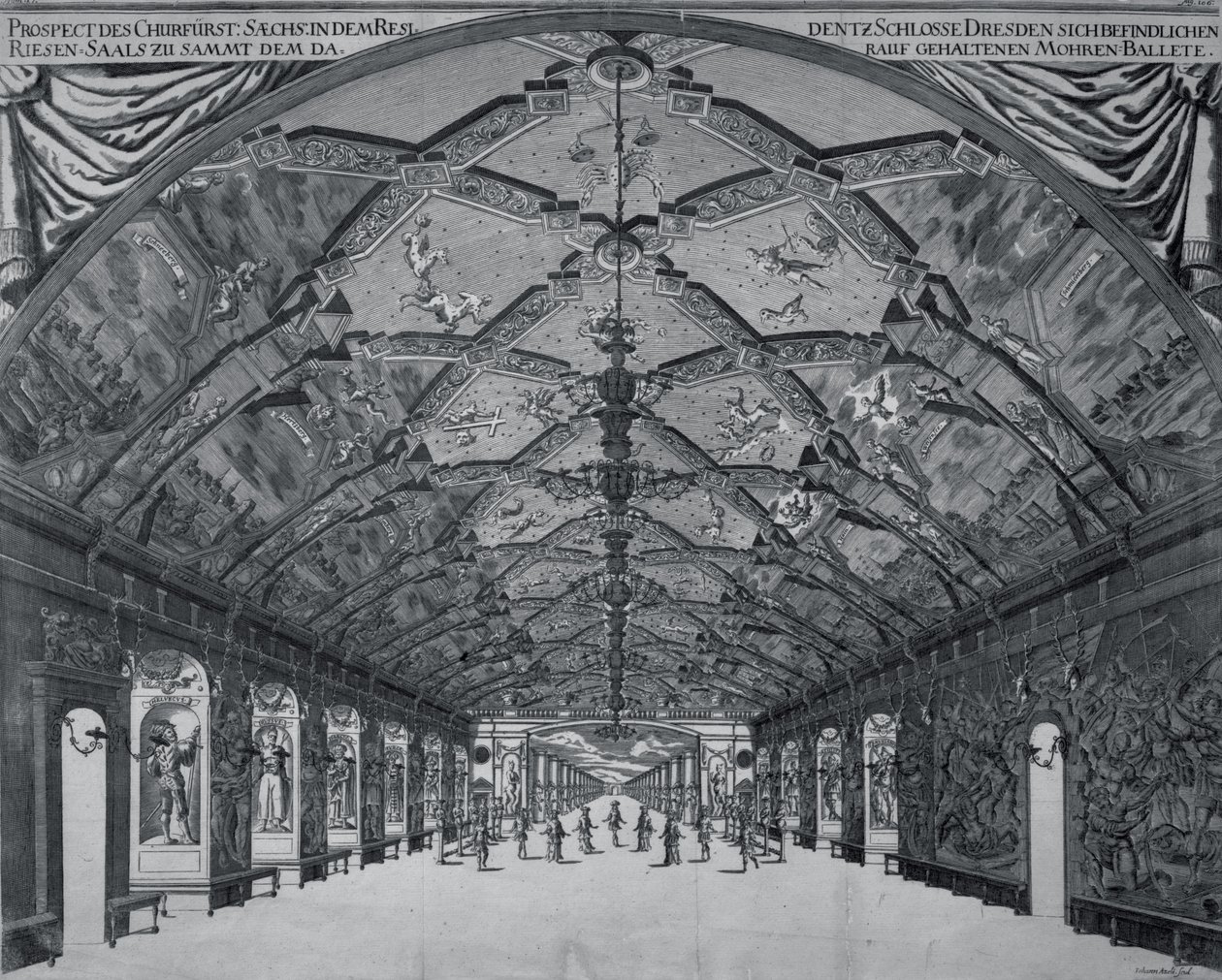Giants Hall med den mauriske balletten i Dresden i 1678 av Johann Atzelt