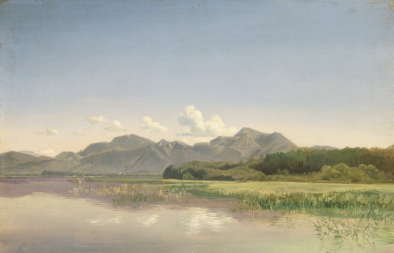 The Chiemsee at Stock (olje på papir montert på lerret) av Johann Beckmann