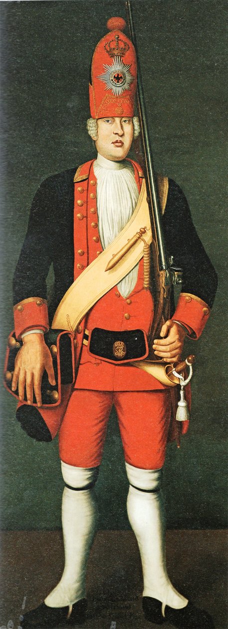 Grenadier fra Red Body Battalion av Giant Guard Friedrich Wilhelm I. av Johann Christof Merck