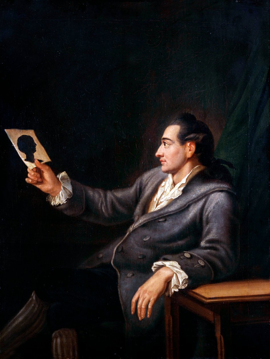 Johann Wolfgang Von Goethe ser på en silhuett, kopi av et maleri av G. M. Kraus, ca. 1778 av Johann Ehrenfried Schumann