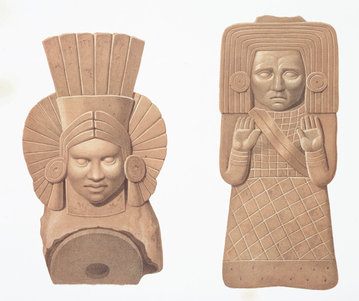 To terrakottafigurer av kvinner fra Palenque, plate fra 