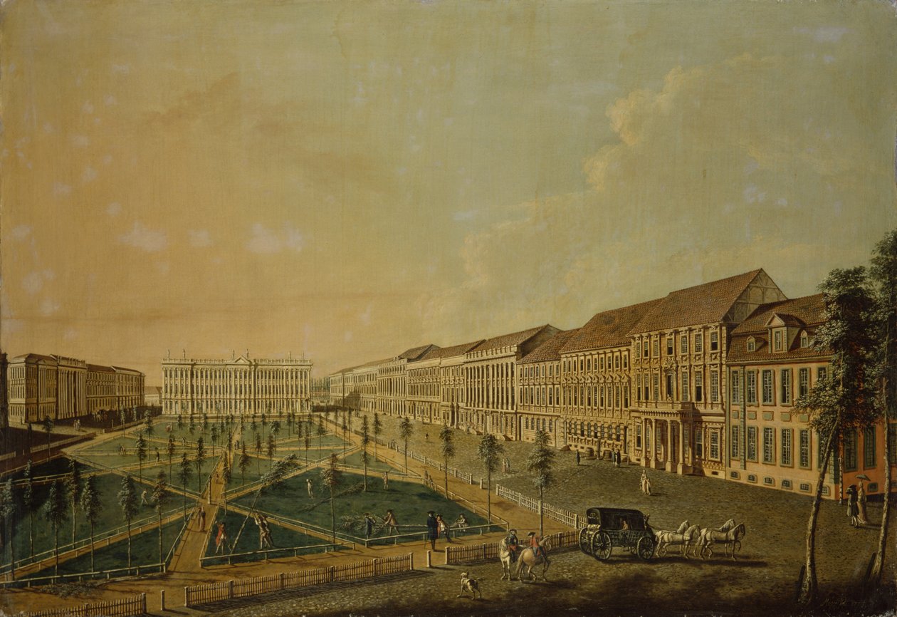 Utsikt over Wilhelmsplatz fra sør, 1773 av Johann Friedrich Meyer