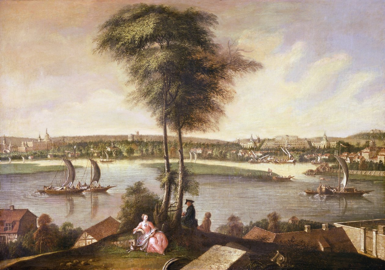 Utsikt over Sanssouci-parken fra Brauhausberg, 1772 av Johann Friedrich Meyer