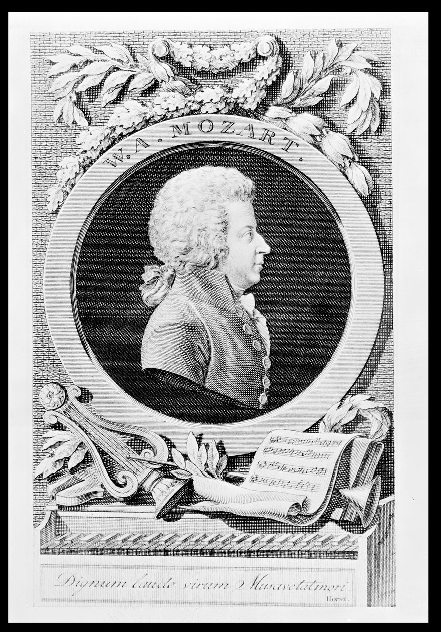 Minnesmerke over Wolfgang Amadeus Mozart (1756-91) østerriksk komponist, 1789 av Johann Georg Mansfeld