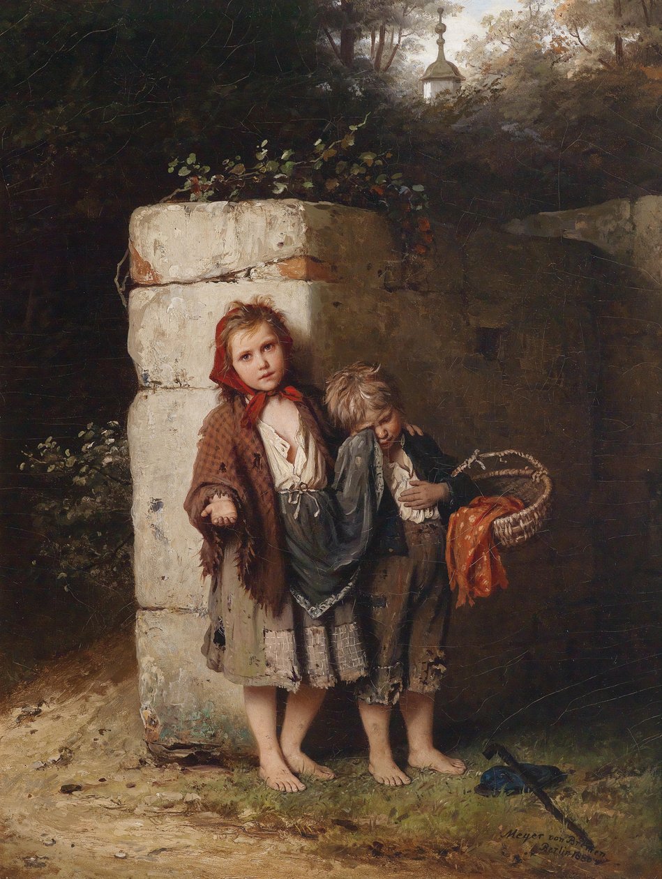 Tiggende barn, signert, datert, innskrevet Meyer von Bremen av Johann Georg Meyer
