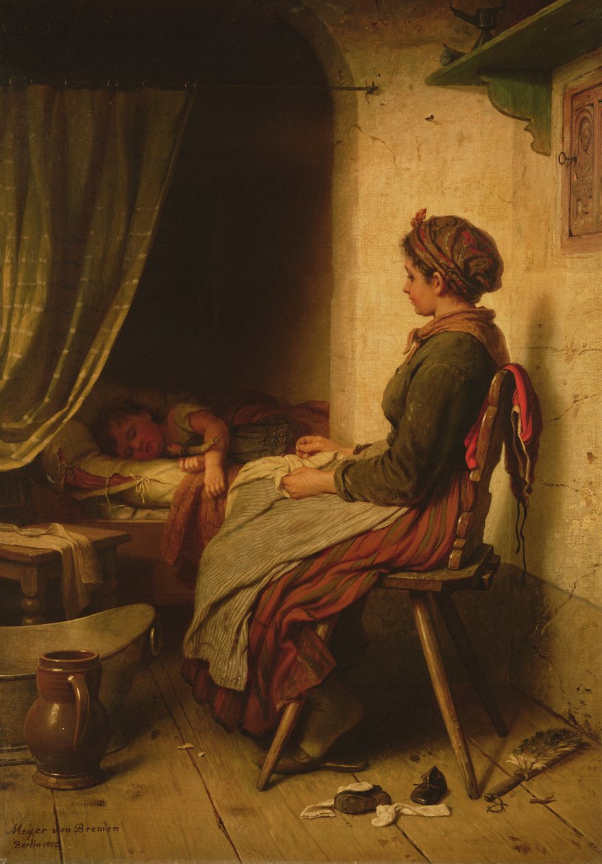 Det sovende barn, 1800-tallet av Johann Georg Meyer von Bremen