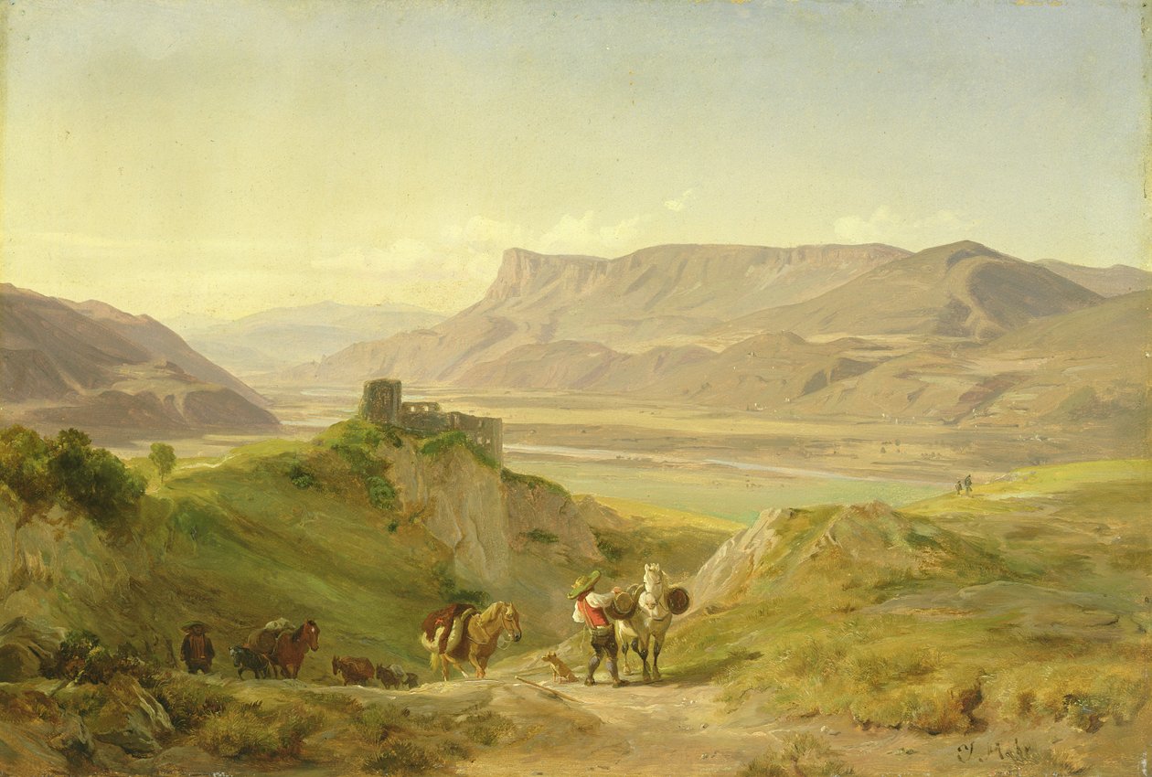 Ruinene av Brunnenburg slott i Etschtal-dalen, 1838 av Johann Georg Paul Mohr
