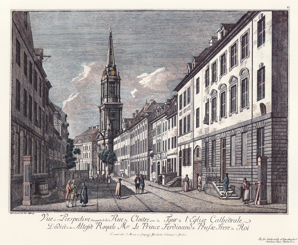 Utsikt over Klosterstrasse med Parochialkirche, gamle Berlin av Johann Georg Rosenberg
