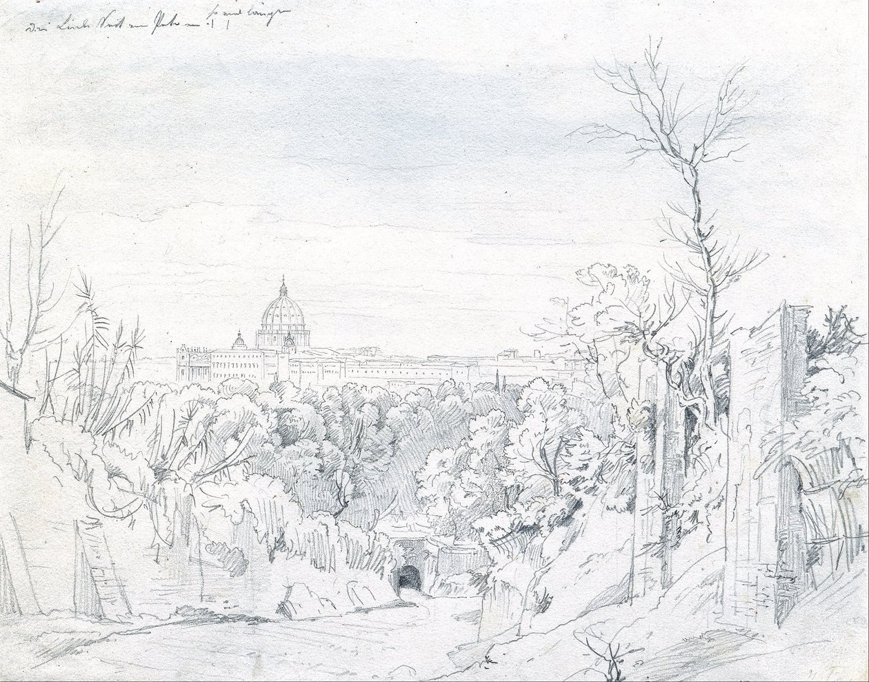 Utsikt over Peterskirken i Roma av Johann Georg von Dillis