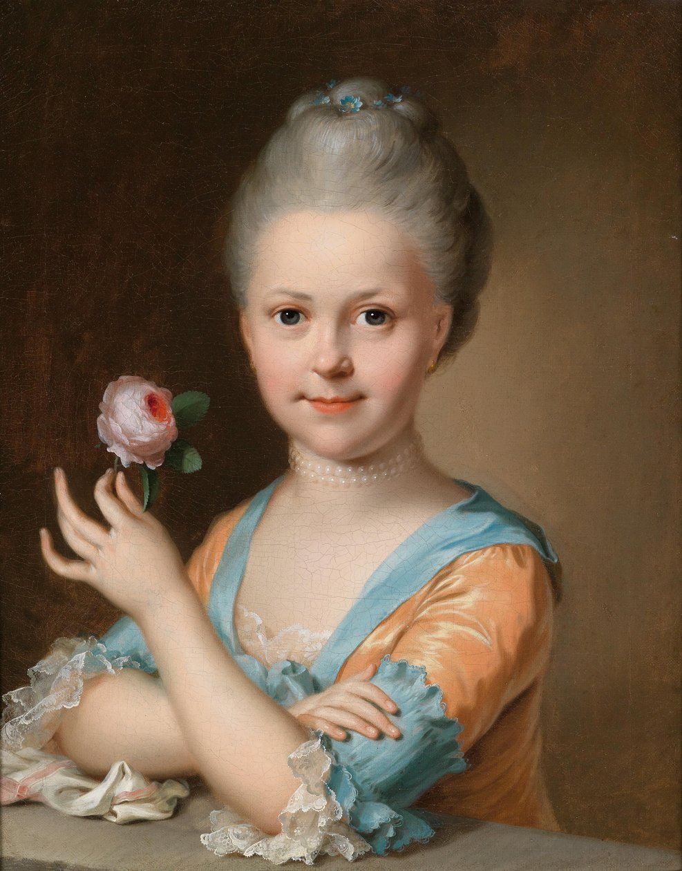 Portrett av en ung jente med en rose av Johann Heinrich Tischbein