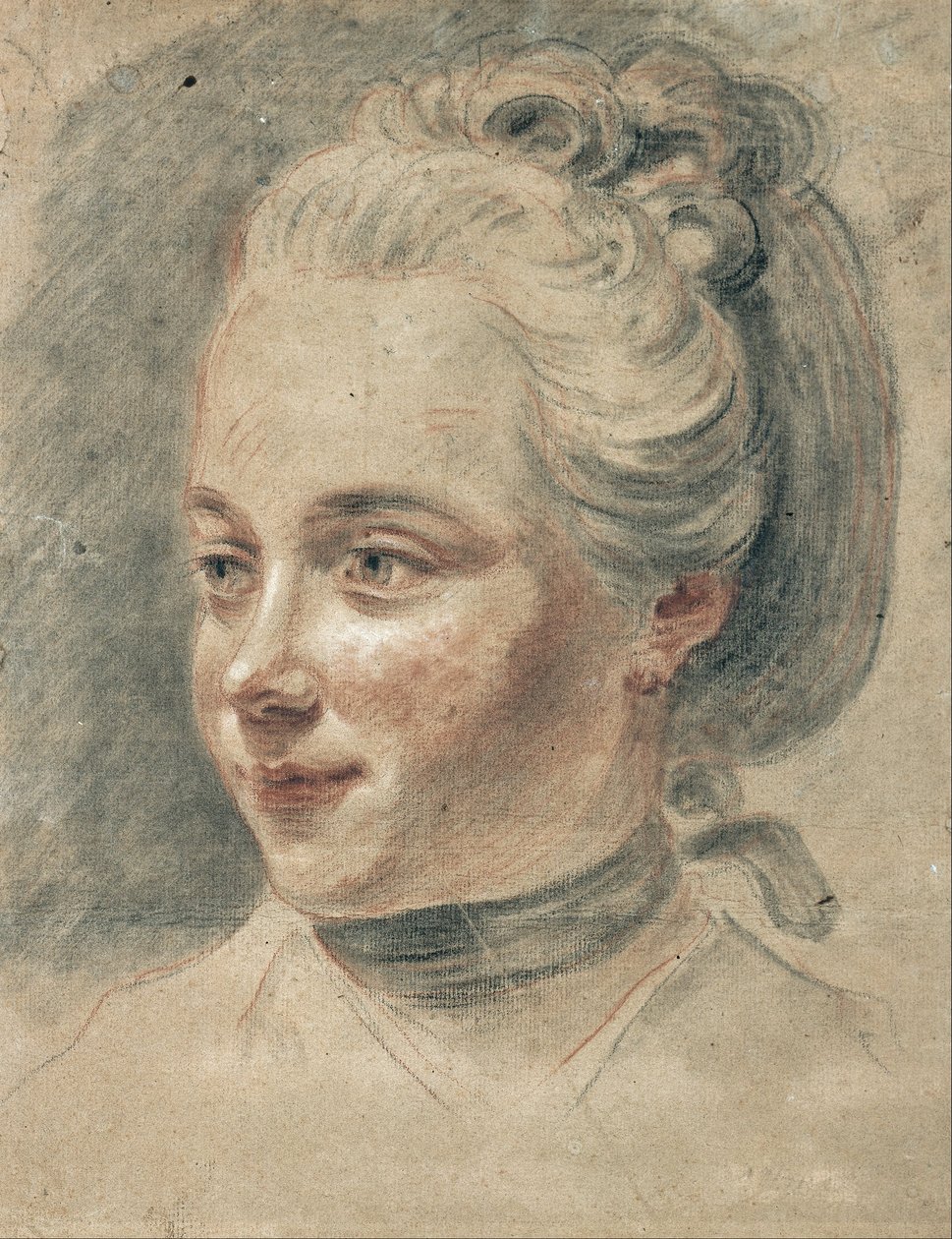 Trekvart utsikt over hodet til en jente, snu til venstre av Johann Heinrich Wilhelm Tischbein