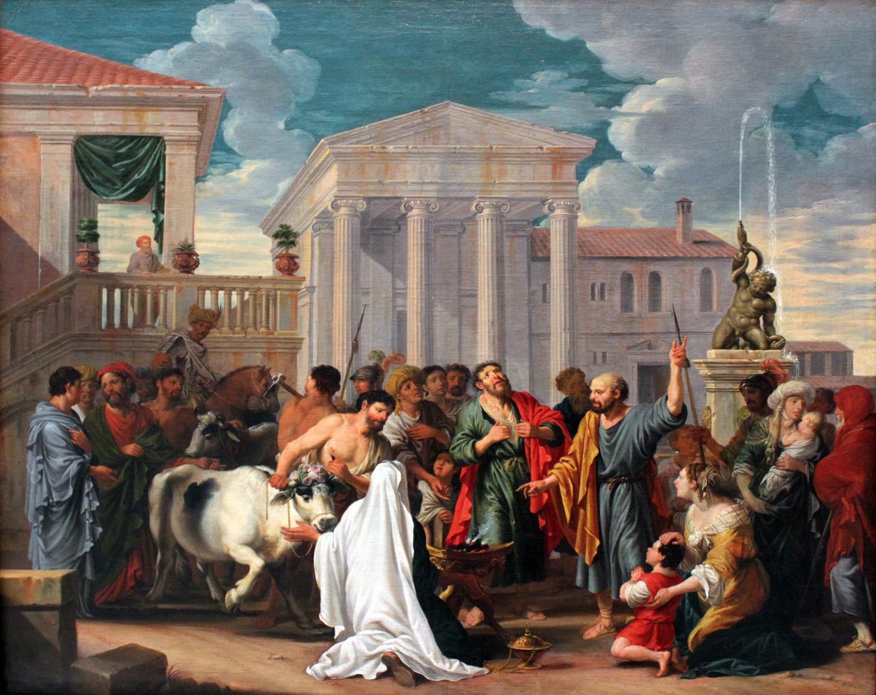 Paul og Barnabas i Lystra av Johann Heiss