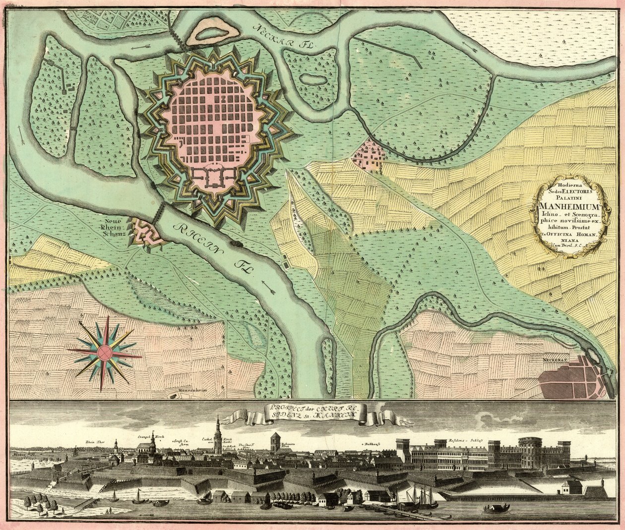 Prospect der Chief. Beboere kl. Manheim av Johann Baptista Homann