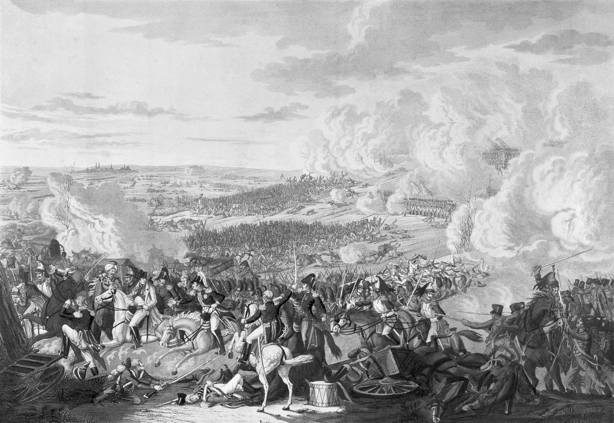 Napoleons flukt i slaget ved Waterloo, 18. juni 1815, 1816 (akvatint) av Johann Moritz Rugendas
