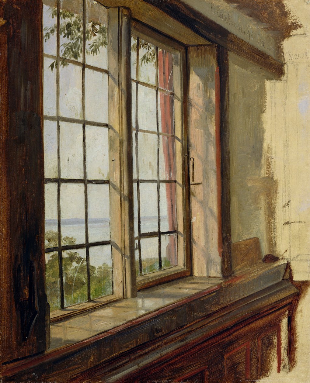 Utsikt over Elben gjennom et vindu, 1838 av Johann Martin Gensler