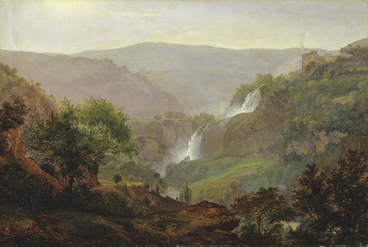Foss nær Tivoli, ca. 1808 (olje på papir på lerret) av Johann Martin von Rohden
