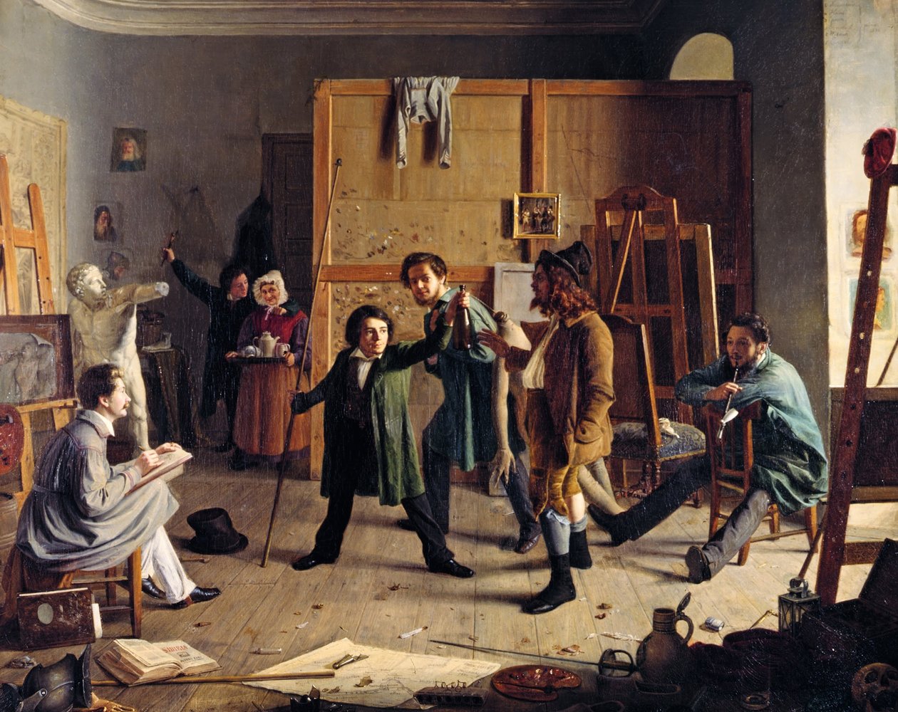 Studio Scene av Johann Peter Hasenclever