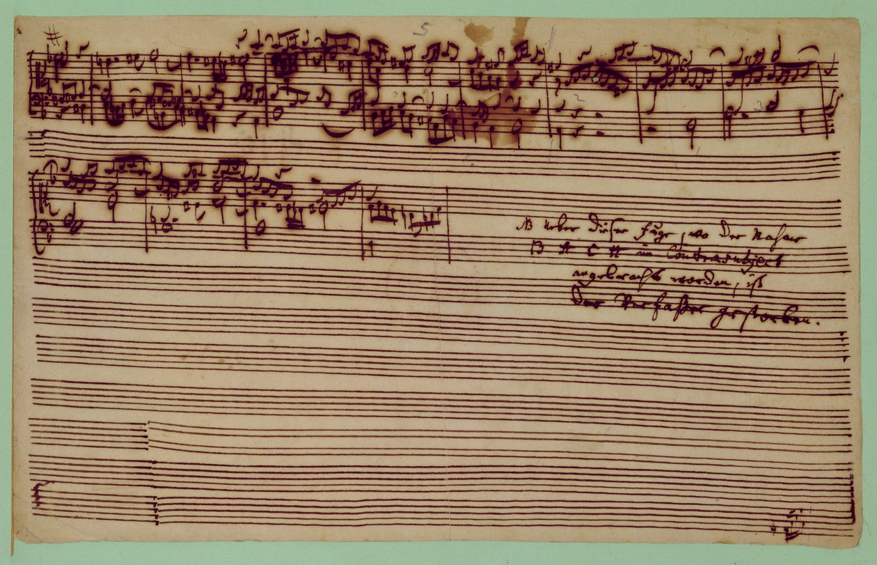 Siste side av The Art of Fugue, 1740-tallet (penn og blekk på papir) av Johann Sebastian Bach
