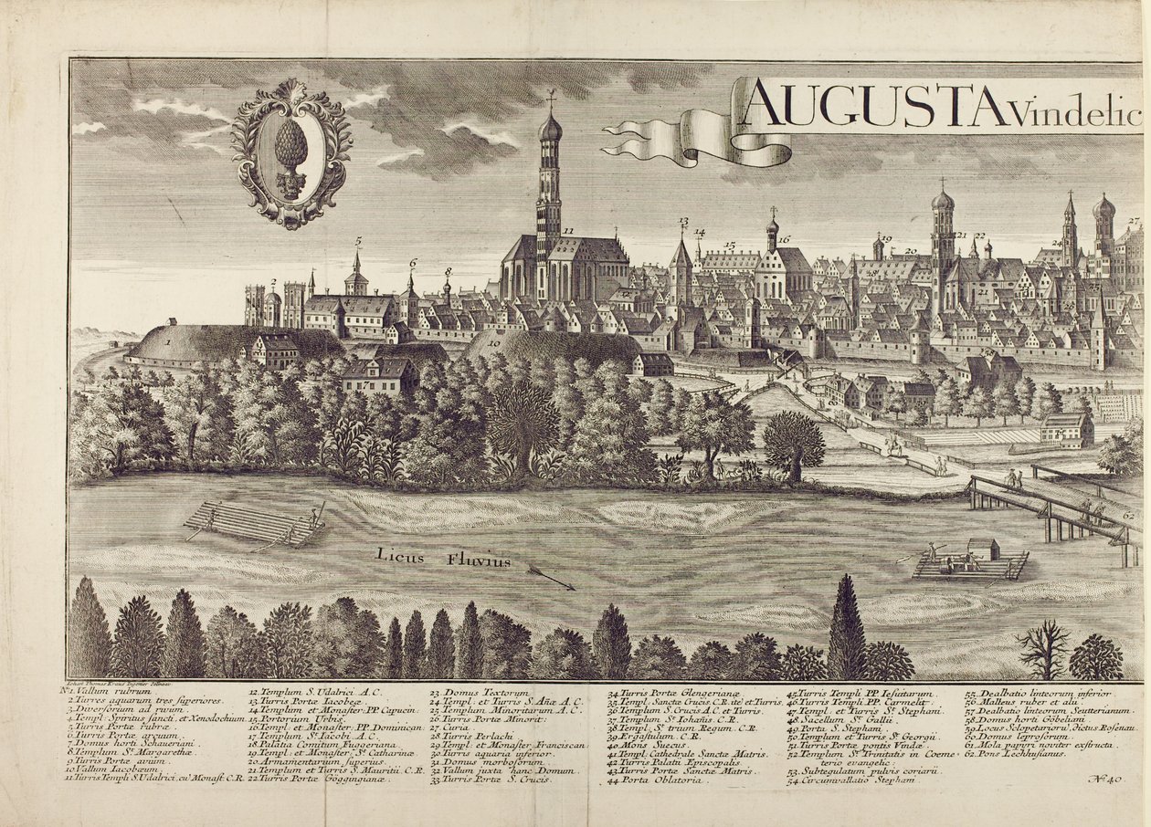Panoramautsikt over Augsburg (se også 273945) av Johann Thomas Kraus