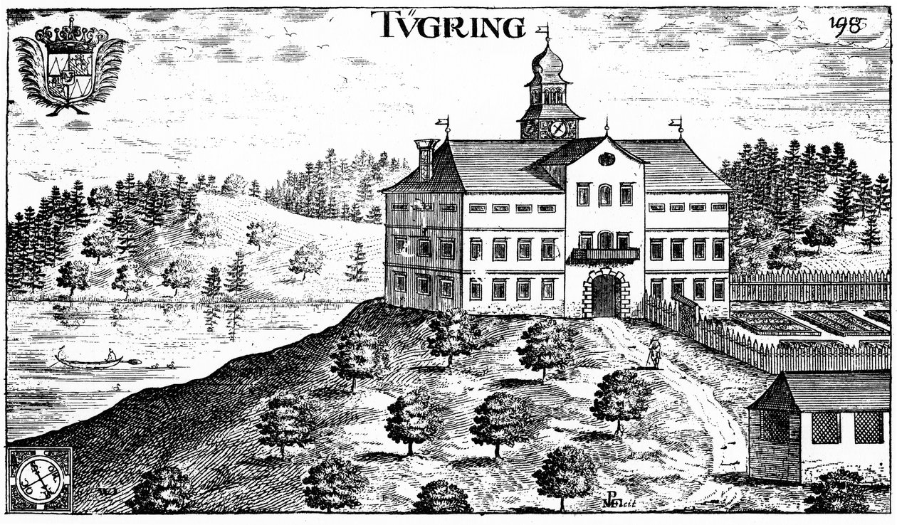 Tigring slott i 1680 i Moosburg (Kärnten) av Johann Weikhard von Valvasor