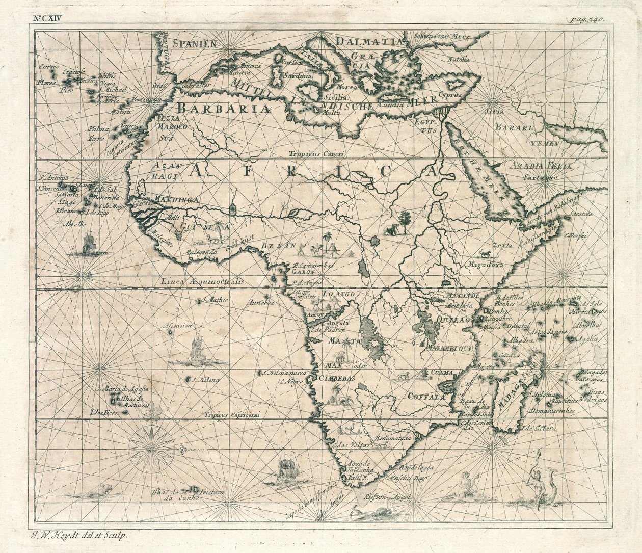 Kart over Afrika av Johann Wolfgang Heydt