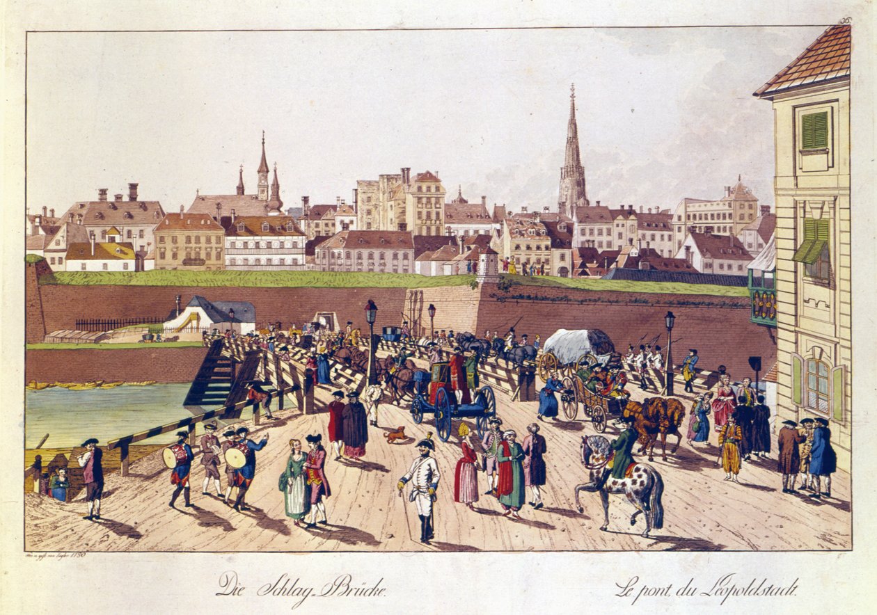 Broen ved Leopoldstadt, Wien, 1780 av Johann Ziegler