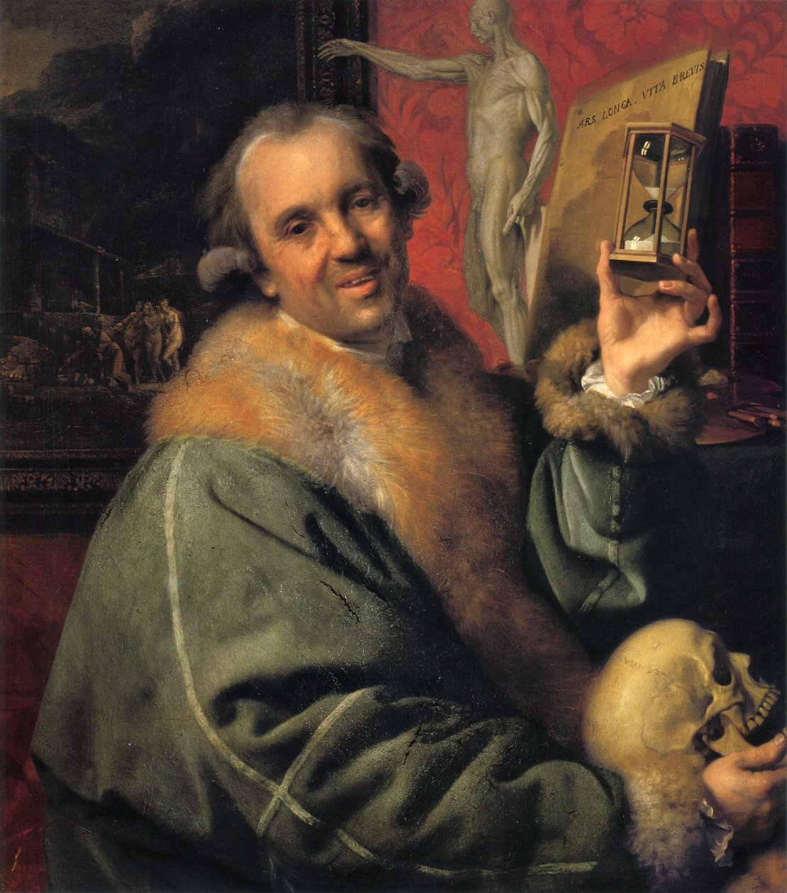 Selvportrett (med timeglass og hodeskalle) av Johan Joseph Zoffany
