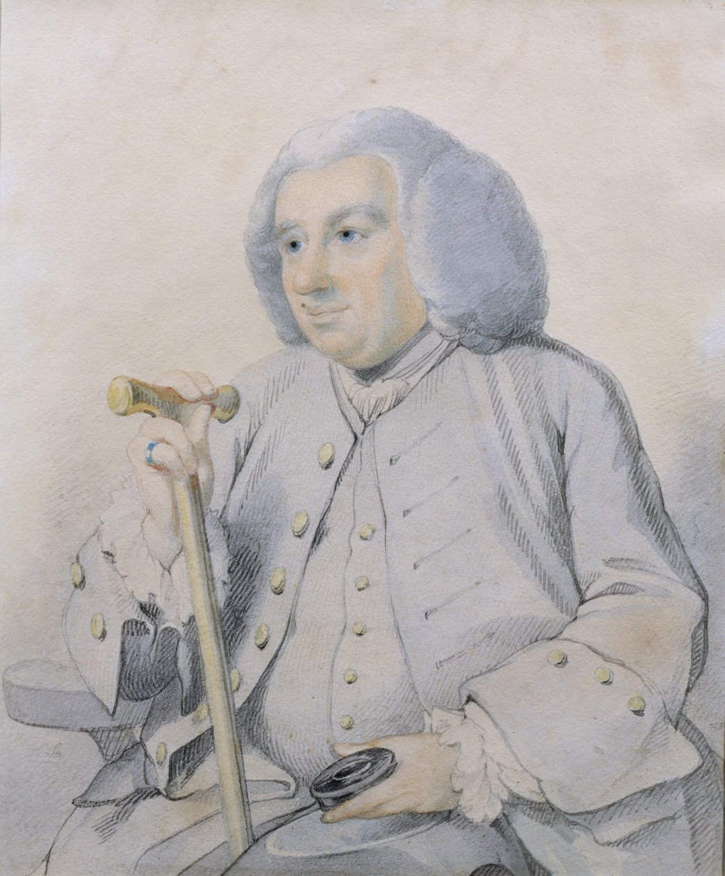 Skisse av portrettet av Andrew Drummond (1688-1769) grunnlegger av banken, drept ved Culloden av Johan Joseph Zoffany