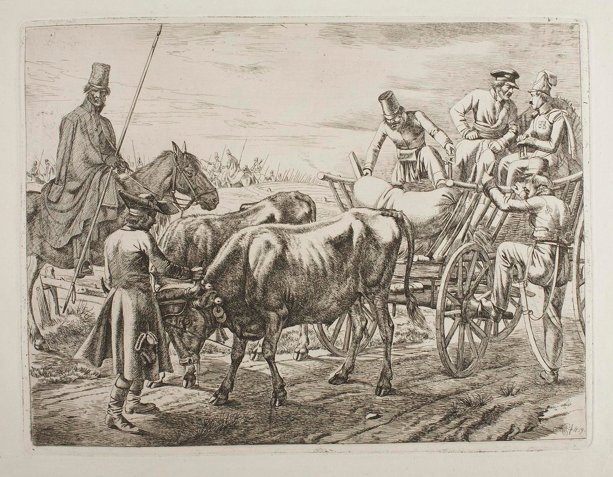 Kosakker går inn i en vogn av Johann Adam Klein