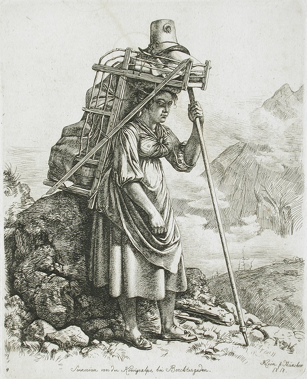 Melkepike fra Berchtesgaden av Johann Adam Klein
