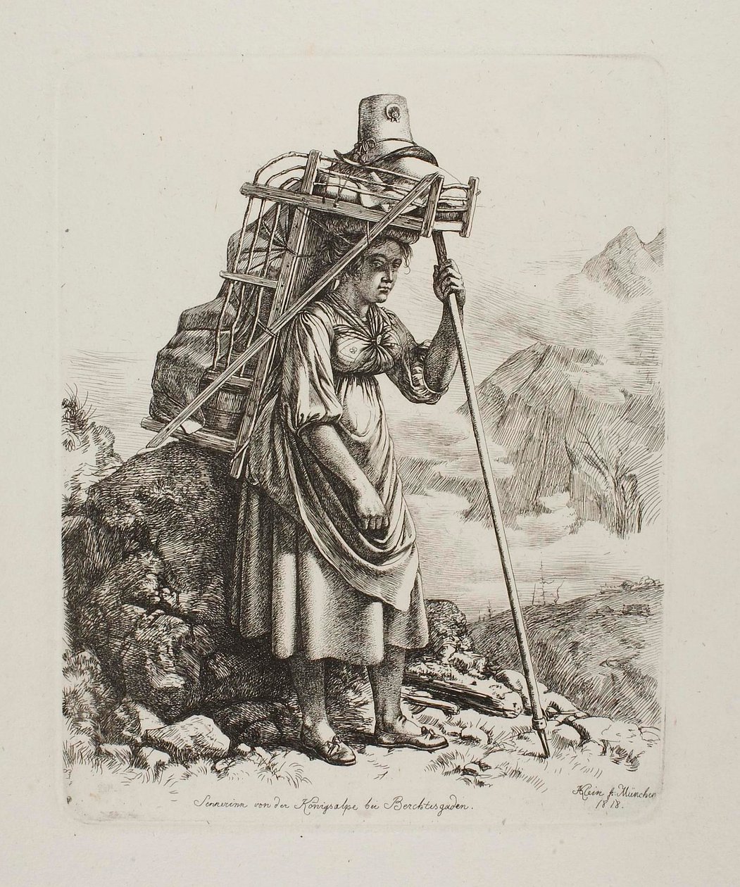 Seterjente på en «saeter» fra Königsalpe av Johann Adam Klein