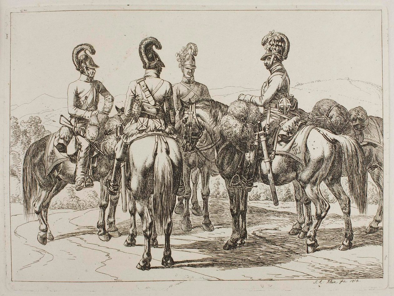 Dragoner til hest av Johann Adam Klein