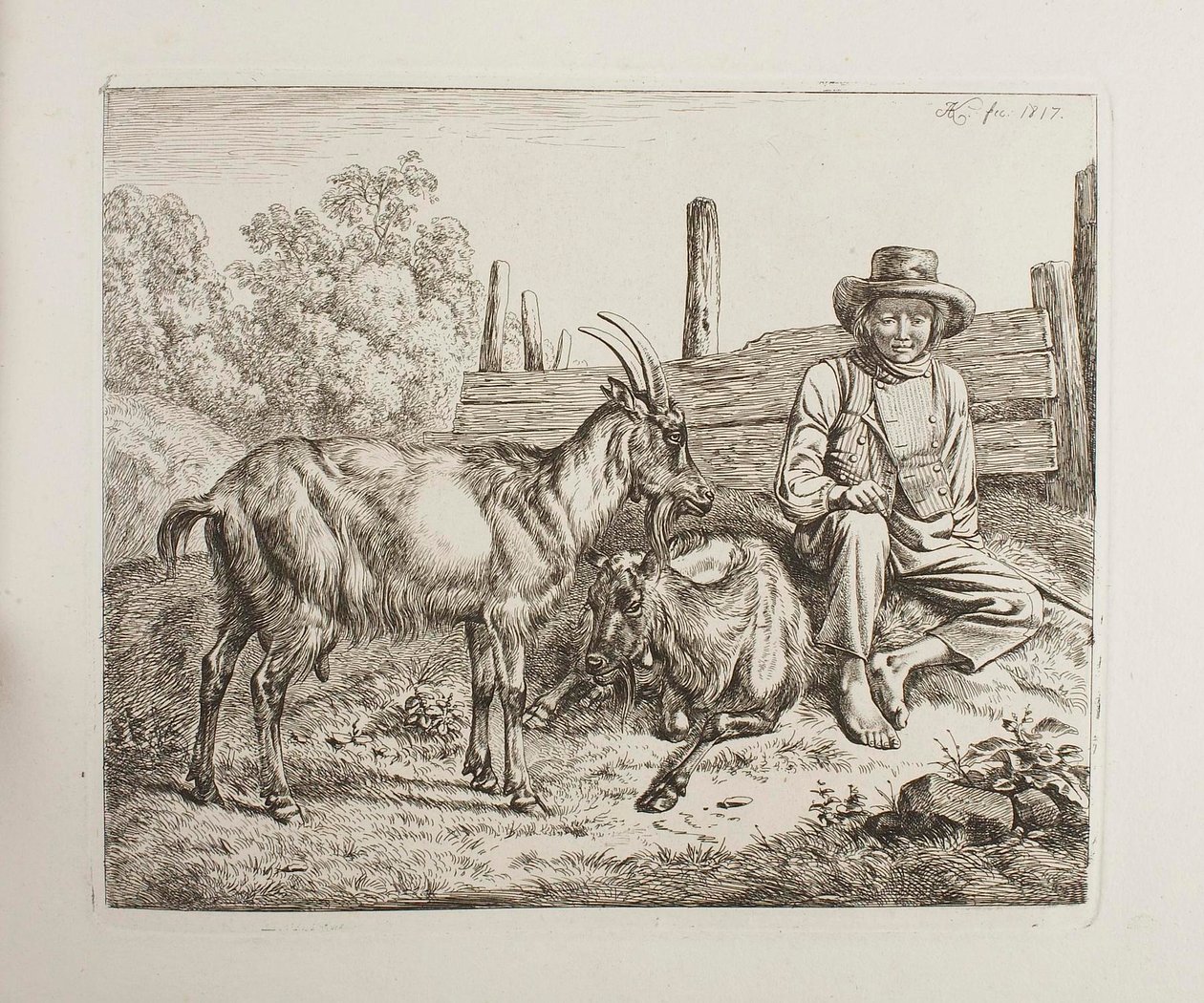Gjeter med geiter av Johann Adam Klein