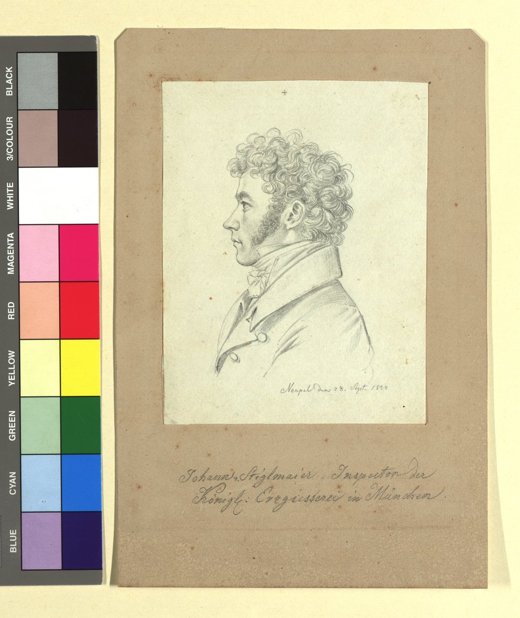 Johann Baptist Stiglmaier (1791-1844), bronsestøper, billedhugger, inspektør ved Det kongelige støperiet i München av Johann Adam Klein