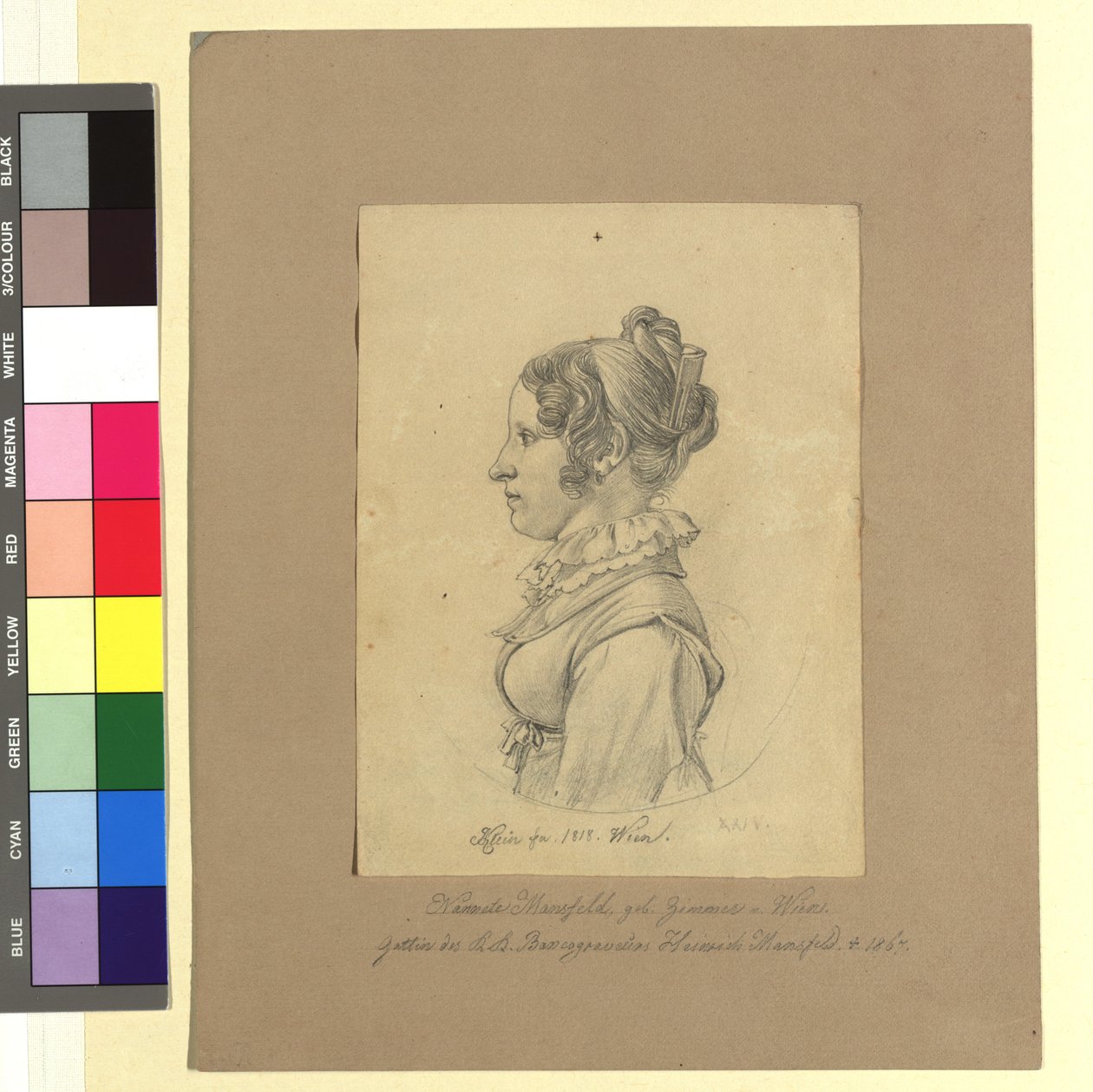 Nannete (Anna Maria) Mansfeld, født Zimmer (hustru til Heinrich Josef Mansfeld, kobberstikker og gravør) av Johann Adam Klein