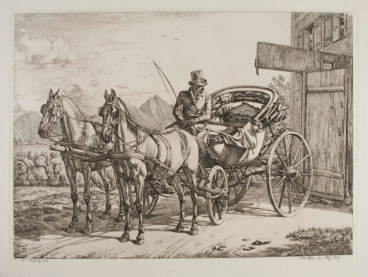 To hester spent for en fornem chaise av Johann Adam Klein