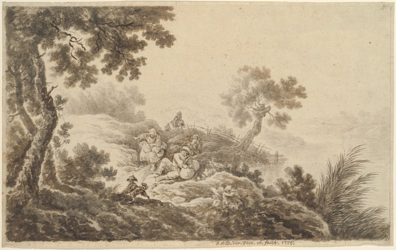 Landskap med reisende av Johann Albrecht Dietzsch