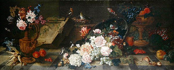 Stilleben med blomster og frukt, ca. 1785-87 (olje på lerret) av Johann Amandus Winck