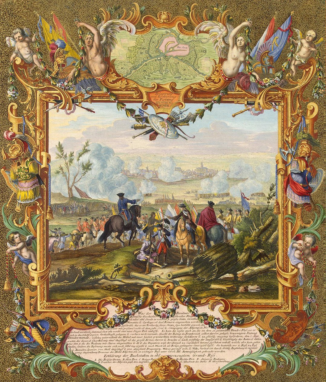 Erobringen av festningen Audenarde av de allierte troppene i 1708, tidlig på 1700-tallet. av Johann August Corvinus